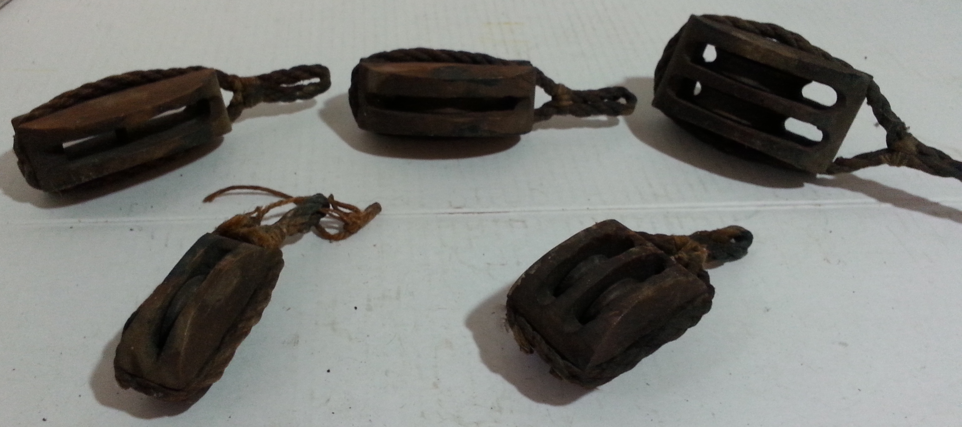 antique wood pulleys